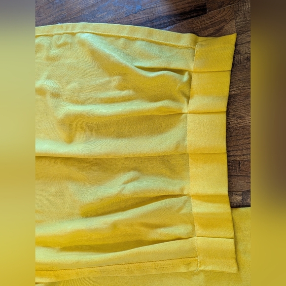 Vintage MCM 60s Pinch Pleat Drapes Curtains Pair 45” Lx 42”W Lemon Yellow - Picture 7 of 13